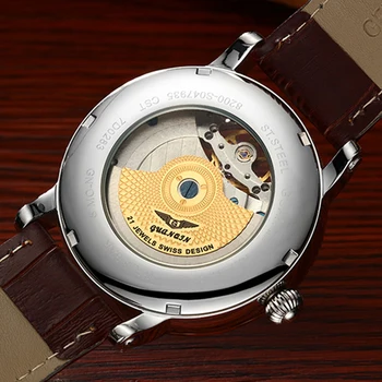 GUANQIN Luxusný Top Značky Tourbillon Kostra Náramkové hodinky Muži Móda Bežné Kožené Automatické Mechanické Hodinky Relogio Masculino