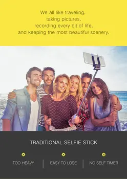 Finow 3 v 1 Bezdrôtová Selfie Stick Mini Statív Skladacia Monopod s Uzávierky Diaľkové pre Smartfóny IOS a Android