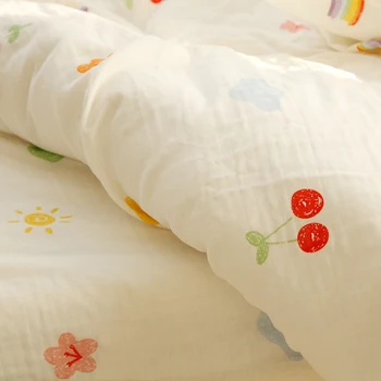 250 cm šírka Trieda čistej bavlny, dvojité gázy rainbow dieťa cartoon čistej bavlny detské bavlnené látky oblečenie, deka kryt posteľ list