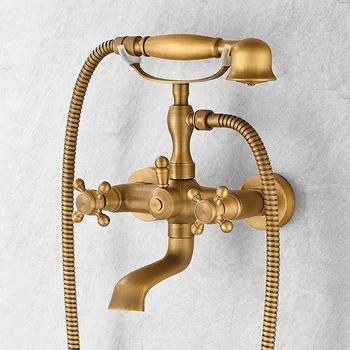 Antique Brass Vodopád 2 Rukoväť Rozšírený, Vaňa, Batérie, Rímsky Kúpeľ Sprchové Batérie, Studenej a Teplej Vody Kohútiky