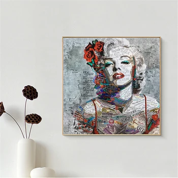 Moderné Ulice Marilyn Monroe Noviny, Olej na Plátne Maliarske Umenie Plagáty a Vytlačí Cuadros Wall Art Obrázky pre Obývacia Izba