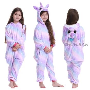 Chlapci Dievčatá Zimné Zvierat Pijamas Jednorožec Pyžamá pre 4 6 8 10 12Years Deti Pyžamá Trakmi, Deti Kombinézach Pyžamá Dieťa