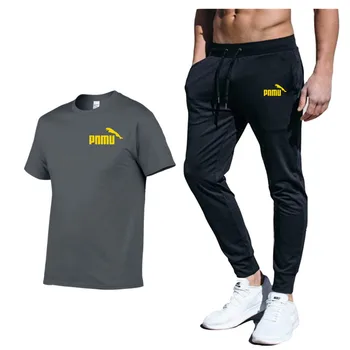 2020 pánske súpravy tričká + nohavice dva kusy sady bežné tepláková súprava list tlač vyhovuje sportwear fitness nohavice