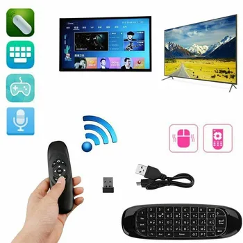 C120 RGB 7 Podsvietenie Lietať Vzduchom Myš Bezdrôtová Klávesnica s podsvietením G64 Nabíjateľná 2.4 G Smart Remote Control pre Android Tv Box