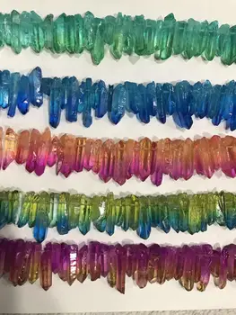 40 CM Nautral Drahokamy Kameň Farbené rainbow Crystal Quartz Náhrdelník, Bullet Šesťhranné Bod Kyvadlo Reiki Liečenie Čakier Šperky