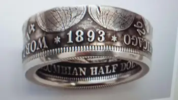 NÁS 1893 Pol Dolára Krúžok Strieborné Pozlátené Mince Krúžok Vo Veľkostiach 7-14