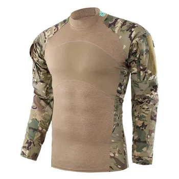 Taktické Kamufláž Vojenské T-shirt Topy Vonkajšie Turistika, Lov Tričká Pánske Army Oblečenie Tepelnej Priedušná Dlhý Rukáv T-Shirt