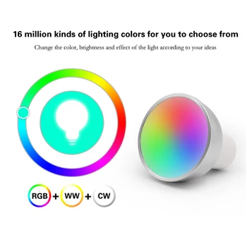 Inteligentný Život 5W RGB+CW WiFi Smart Home Žiarovka LED Lampa Pohár Podporu Domovská stránka Google Diaľkové Ovládanie Hlasom Led Žiarovka GU10