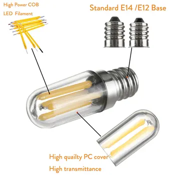 10pcs/Veľa Stmievateľné Mini E12 E14 LED Chladnička s Mrazničkou Vlákna Svetlo KLASU Žiarovky 1W 2W 4W Teplá/ Studená Biela Lampa 110V 220V