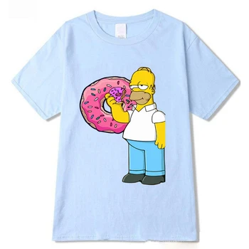 Simpsonovci Príležitostné celý zápas T Shirt O-Krku Roztomilý Topy Cartoon Bežné T-shirt