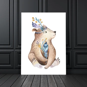 Roztomilá Sova Medveď, Líška, Zajac Vták Jeleň Wall Art Plátno Na Maľovanie Cartoon Nordic Plagáty A Potlačou Obrazov Na Stenu Pre Deti Izba Dekor