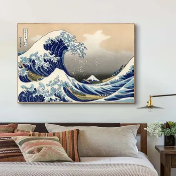 Veľká Vlna mimo Kanagawa Podľa Katsushika Hokusai Slávne Obrazy Tlač Na Plátno Umenie Plagáty Japonský Ukiyo-e Obrázky Cuadros