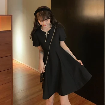 2020 Lete Ženy Šaty O-Krku Krátky Rukáv A-line, Krátke Čierne Mini Šaty Pevné Bežné Mini Plus Veľkosť Šaty Vestidos De Verano