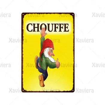 Houblon Chouffe Pivo Železa, Plechu Dekoratívne Lakovanie Kovov Cín Prihlásiť Schuffe Elf Retro Prezident Cartoon Vzor Železa List Doska