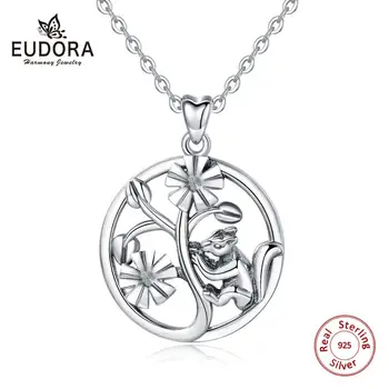 Eudora Mincový Striebro Veverička miluje borovicové šišky Prívesok Kvetina Náhrdelník pre Ženy Jedinečnú Povahu Zvierat Dizajn Šperky D484