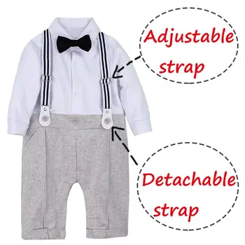 Baby Boy Gentleman Oblečenie Set Novorodenca Krst Formálne Oblečenie Batoľa Narodeninovej Party Podväzkové Celkovo Krst Romper