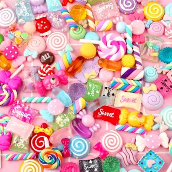 50PCS Mix Candy Živice Charms Simulácia Potravín Cabochon DIY Embellishment Príslušenstvo Brošňa Chladnička Vlasy Kapely Dekorácie
