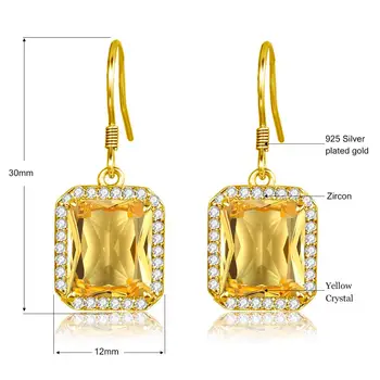 Žltá Citrine Náušnice Zlaté Šperky 14K S Diamant, Drahokam, 925 Sterling Silver Šperky, Náušnice Svadobné Jemné Šperky
