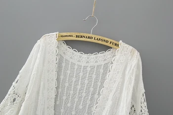 Bavlnené Letné Topy 2019 Módne Bežné Biele Tričko Výšivky Dlho Ženy Oblečenie Batwing Rukáv Voľné Blúzky, Kimono Cardigan