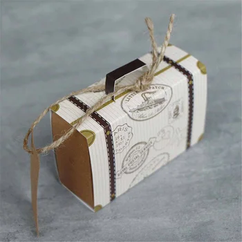 10/50/100KS DIY Mini Kufor Candy Box Čokoláda Box Svadobný Dar Box Candy Balení Taška Prípade Strany Dodáva s Kartou