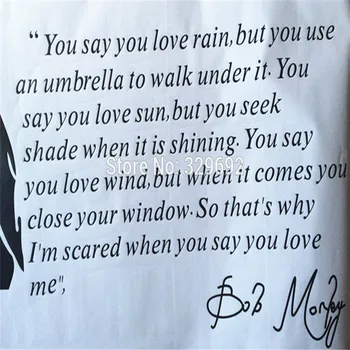 Myš nad obrázok pre zväčšenie Bob Marley Si Texty Povedať, že miluješ Dážď, Stena Nálepky Odtlačkový Vinylové fólie Wall Art Nástenné tx-183