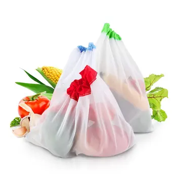 12pcs/veľa Opakovane Oka Vyrábať Tašky Umývateľný Eco Friendly Tašky pre Nakupovanie Skladovanie Ovocia, Zeleniny, Hračky, Drobnosti SB001