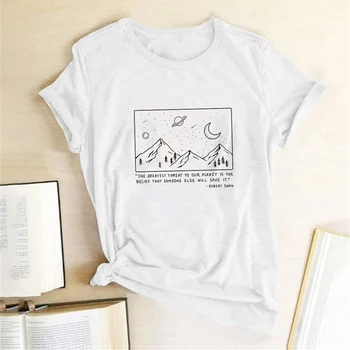 Najväčšou Hrozbou Pre Našu Planétu Tlač T-shirts Ženy Lete Grafické Tees Ženy Móda Harajuku Oblečenie Bežné Ropa Mujer