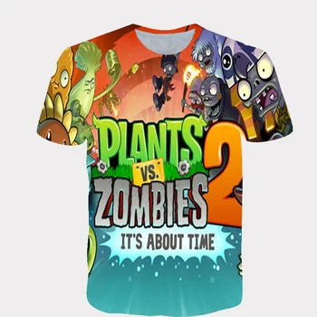 2020 Dieťa Letné Krátke Sleeve T-Shirt Deti Rastliny vs Zombie 3D Tlač Tričká Pre chlapčeka Tričko Dievča Topy Tee 4~14 Rokov