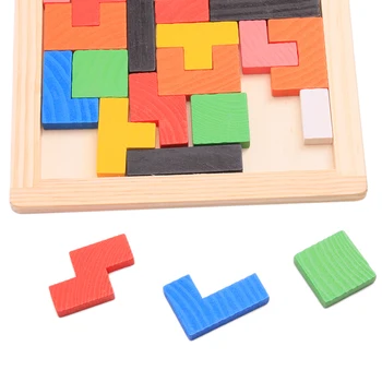 Detská Drevená Tetris, Puzzle, Hračky Farebné Skladačka Rada Deti Deti Magination Duševného Vzdelávacie Hračky Pre Deti Darček