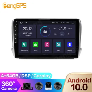 360° Kamera, DVD Prehrávač pre Peugeot 2008 208 2011-2019 Multimediálne Headunit GPS Navigáciu, Android 10.0 Carplay DSP WIFI PX6 4+64 G