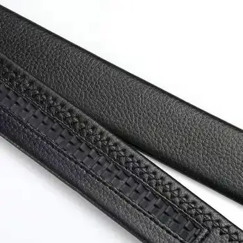 Pánske soft ratchet kliknite na tlačidlo pás originálne kožené šaty pás pre mužov džínsy automatické posuvné spony, čierny hnedý waiststrap