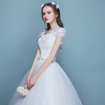 Svadobné šaty 2019 a-line čipky nevesta šaty tvaru vestido novia s spp rukávmi krajky-up späť svadobné šaty
