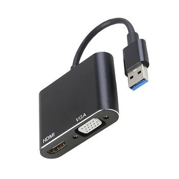 USB 3.0 HDMI VGA HD 1080P Multi-Displej Adaptér 2 In1 USB HDMI Konvertor Audio Video Kábel Pre Počítač HDTV Box