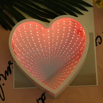 3D LED Srdca Lásky, Zrkadlo, Lampa Tunel Nočné Svetlo Vnútorné Dekoratívne Pre Domáce Spálňa Chlapec Dievča Darčeky valentínske Ornament Lampa