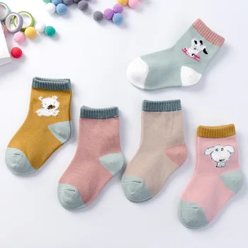 5Pairs / Veľa Detí Ponožky Jar Jeseň Nové Dieťa Bavlna Trubice Ponožky Cartoon Detská Móda Prekladané Športové Ponožky