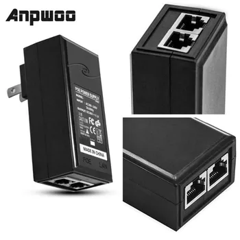 ANPWOO 48V 0,5 A 24W POE Napájací Injektor POE Ethernet Sieťový Adaptér elektrickej siete Dohľadu CCTV Bezpečnostné IP Kamera Napájanie