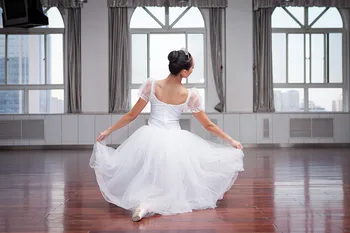 Nový Romantický Balet Šaty Biele Dospelých Lístkového Rukáv Dlhý Tylu Baletu Giselle Kostýmy Fáze Výkonu