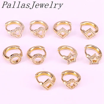 10Pairs, Biela CZ Micro Pave Kvet/Star/Kola/ Geometrický tvar, Módne Náušnice, Cubic Zirconia Zlata Plné Šperky Náušnice