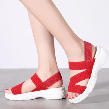 Komfort dámske Letné Topánky Bežné Veľká Veľkosť Sandále Ženy Peep-toe Pláže Topánky Hrubé Dno Papuče Samica Plochá Sandále 2020 A1