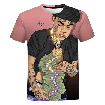 Rapper 6ix9ine 3D Print T Shirt Muži Ženy Letné Módy Bežné Hip Hop T-shirt 6ix9ine Harajuku Streetwear Plus Veľkosť Tričko