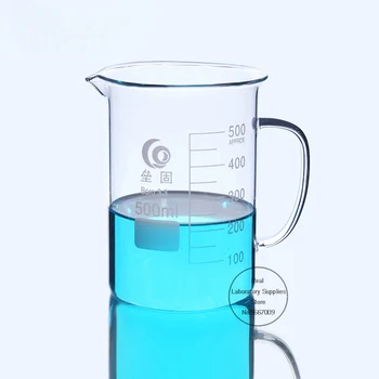 1Pc/veľa lab Plným pohárom hadičky s sklo rukoväť pre Chémiu skla meranie pohárov sklo