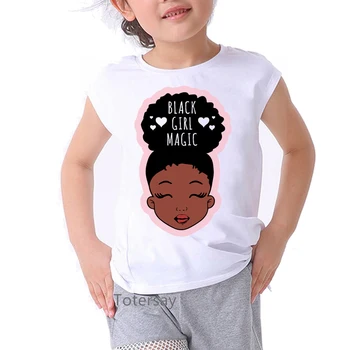 Docela roztomilý dievča melanínu deti t-shirt melanínu dievčatá oblečenie 2020 Harajuku tričko top grafické krátky rukáv biele roztomilý bavlna top