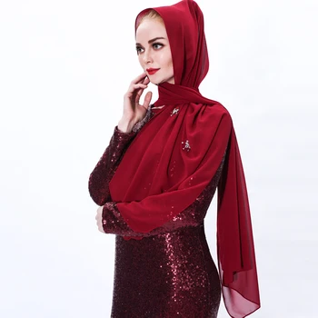 Šifón Abaya Hidžáb Šatku Moslimských Hijabs Hlavu Zábal Turbans Pre Ženy Jilbab Headscarfs Foulard Voile Turbante Femme Musulman