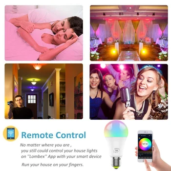 Stmievateľné E27 E14, WIFI, Smart Žiarovka 7W LED Lampa RGB APLIKÁCIE hlasové Diaľkové Ovládanie Smart Žiarovky Časovač Pracovať s Alexa Domovská stránka Google