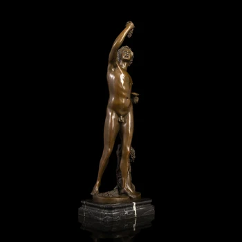 ArtsHom DS-418 Európskom štýle, Nahý Muž Bronz Umenie Figúrky bronz, nahý muž jesť hrozna socha socha pre domáce dekorácie