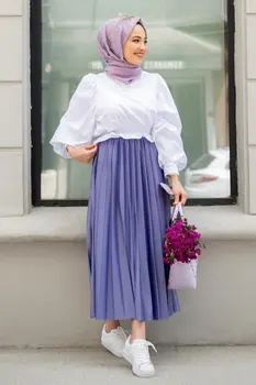 Moslimské Abayas Vyhovovali Hidžáb Oblečenie 2 KUSY Spodnej a Hornej Módne 4 Sezóny Islamské Oblečenie Kaftane Ramadánu Dubaj Vyrobené v Turecku