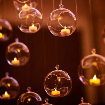 8pcs Sklenené Závesné svietnik Svietnik Domov Svadobné Party Večeri Dekor kolo sklo vzduchu rastlín bublina crystal