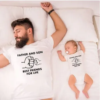 Rodina Zodpovedajúce Oblečenie Otec a Syn Najlepšími Priateľmi na celý Život Tlač Rodiny Vzhľad T Shirt Dieťa Otec Oblečenie Deň Otcov Dar