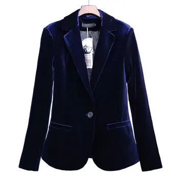 Vysoká Kvalita 2020 Nové Nežnej Ženy Sako Čierne, Modré Elegantná Dáma Blejzre Vyhovuje Plus Veľkosť Dlhý Rukáv Slim Office Suit Bundy
