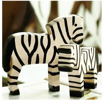 TPRPLH 2ks/Veľa Severnej Európe Zebra Figúrky Tvorivé Drevené plastiky Zvierat Model Home Decor Darčeky Remeslá BR114